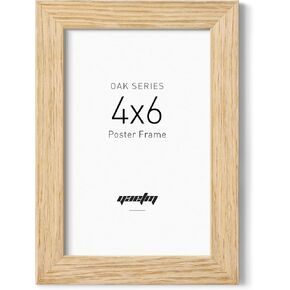 Yaetm 4x6 Oak Wood Picture Frame Set of 3, Natural Solid Oak Wood 4x6 Frames, Minimalist 4x6 Picture Frame with Tempered Glass, 4x6 Wood Frame for Tabletop & Wall mount (3 Pack, Oak)