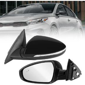 19-24 Left Driver Side Mirror Compatible with KIA Forte 2019 2020 2021 2022 2023 2024, W/Blind Spot Indicator/Heated/Manual Folding/Power Glass Door Mirror Replace 87610M7090 KI1320225 (8 pins)