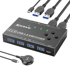 8K KVM Switch 3 Monitors 2 Computers, ANXQQ 8K@60Hz 4K@144Hz Triple Monitor KVM, 1 HDMI + 2 Displayport KVM Switch with 4 USB 3.0 Ports, 3 Monitors KVM with Power Adapter, Wired Remote