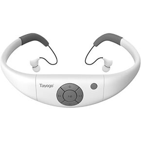 Tayogo Waterproof Mp3 Player for Swimming + Bluetooth Headphones for Running | IPX8 Underwater Headphones, 8GB Music Player, Magnetic Charging, Silicone Coated, 10H Playing Time - Black