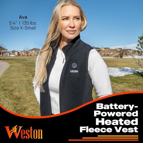 WESTON Women’s Heated Fleece Vest, 4 Heating Zones, 7.4V, 4800 mAH Rechargeable Battery, Machine-Washable Women’s Fleece Vest in Kuwait