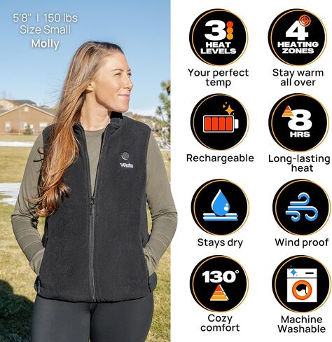 WESTON Women’s Heated Fleece Vest, 4 Heating Zones, 7.4V, 4800 mAH Rechargeable Battery, Machine-Washable Women’s Fleece Vest in Kuwait