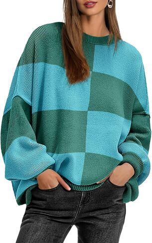 Womens Crewneck Batwing Long Sleeve Sweaters Fall 2024 Oversized Side Slit Ribbed Knit Sweaters Pullover Tops in Saudi Arabia