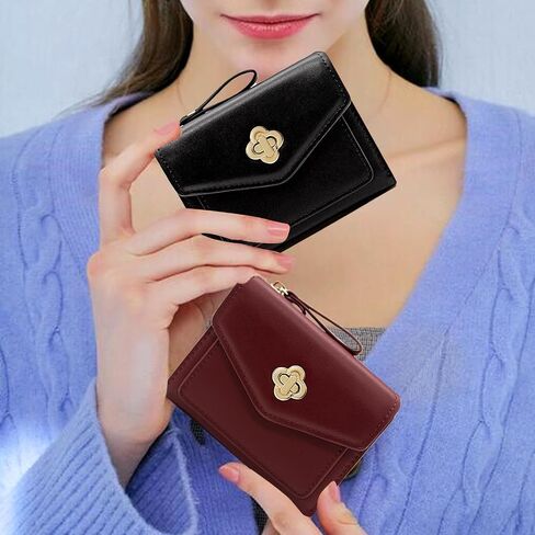 LJCZKA Wallet for Women Leather Bifold Cute Wallet Luxury Small Short Purse Credit Card Holder with Zipper Coin Pocket (White) in Kuwait
