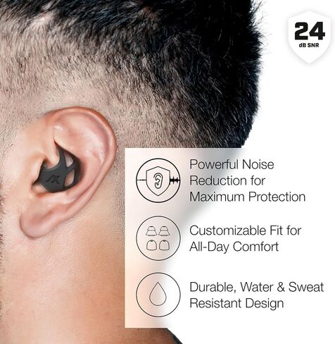 AXIL X20 Noise Reduction Ear Plugs - Orange - Customizable Fit Hearing Protection for Sleeping, Festivals, Live Events and Sports – 24dB Reusable Foam and Silicone Eartips with Carrying Case in Saudi Arabia