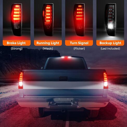 ضوء خلفي Tresound + مصباح شحن الفرامل الثالث الثالث لسيارة Chevy Colorado 2004-2012، GMC Canyon 2004-2012 مجموعة ضوء خلفي LED عالي التركيب in Kuwait