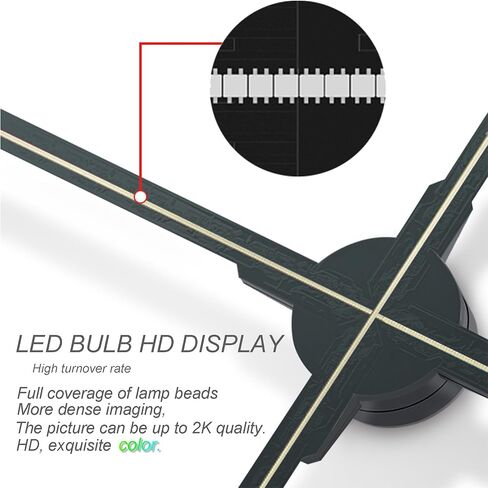 3D Hologram Fan 25.6 Inch HD 3D Hologram Fan with Phone app,Hologram Projector Advertising Display Library and Tabletop Holographic Led Ceiling Skylight Night Light Projector for Shop,Bar in Saudi Arabia