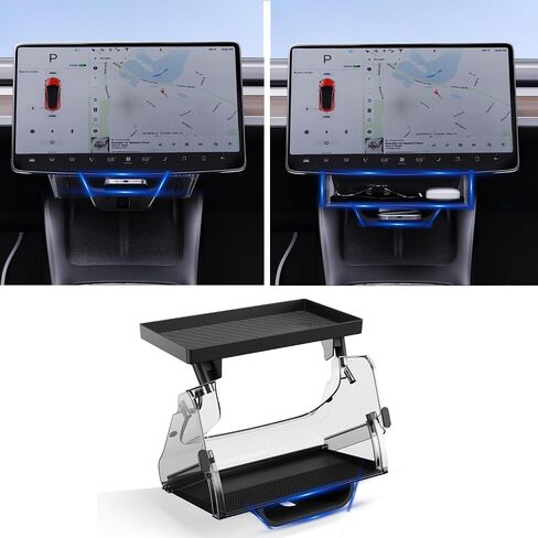Center Console Organizer for Tesla Model Y 2016-2024 Model 3 2016-2023 Accessories, Open and Close Under Screen Storage, Hideen Privacy Magnetic Storage (Black) in Saudi Arabia