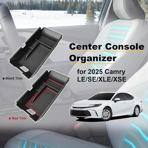 Center Console Organizer Compatible with Toyota Camry 2025 Accessories, ABS Plastic Armrest Insert Tray Secondary Storage Box for 2025 Camry LE/SE/XLE/XSE Accessories, Red Trim in Saudi Arabia