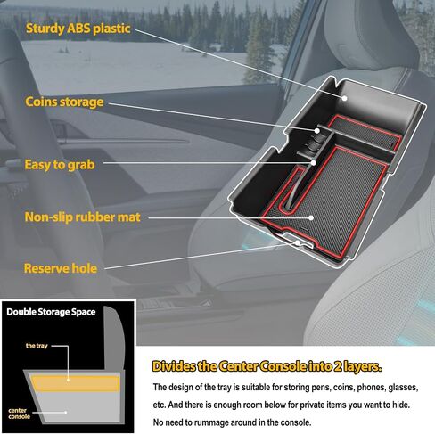 Center Console Organizer Compatible with Toyota Camry 2025 Accessories, ABS Plastic Armrest Insert Tray Secondary Storage Box for 2025 Camry LE/SE/XLE/XSE Accessories, Red Trim in Saudi Arabia