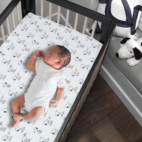 Lambs & Ivy Playful Elephant 100% Cotton White/Blue Baby Fitted Crib Sheet in Saudi Arabia