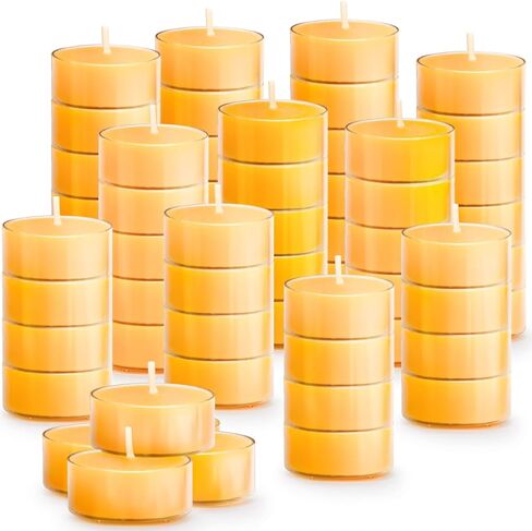 50PCS Pure Beeswax Tealight Candles, Natural Scent, Clear Cup， Raw in Kuwait