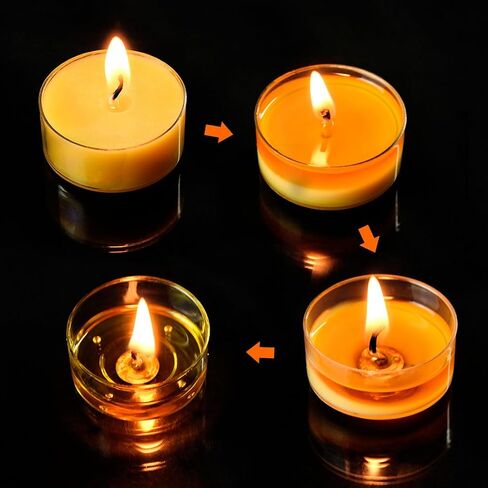 50PCS Pure Beeswax Tealight Candles, Natural Scent, Clear Cup， Raw in Kuwait