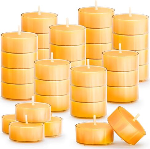 50PCS Pure Beeswax Tealight Candles, Natural Scent, Clear Cup， Raw in Kuwait