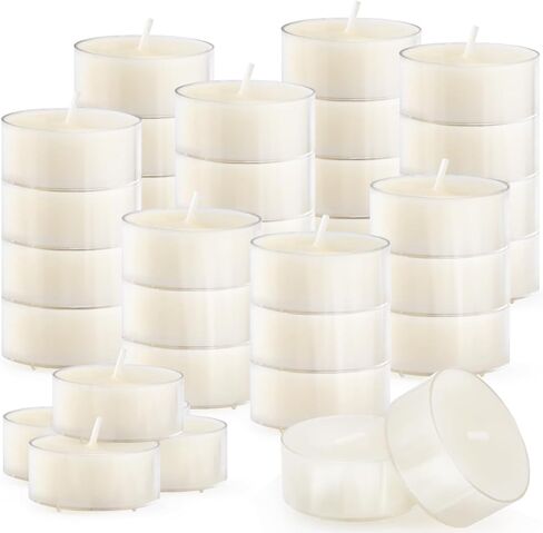 50PCS Pure Beeswax Tealight Candles, Natural Scent, Clear Cup， Raw in Kuwait