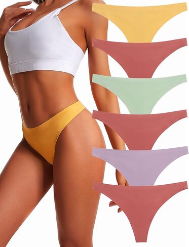 Womens Underwear, Seamless Thongs, Soft and Breathable, Thongs for Women No Show, 6-Pack, Multicolor in Saudi Arabia
