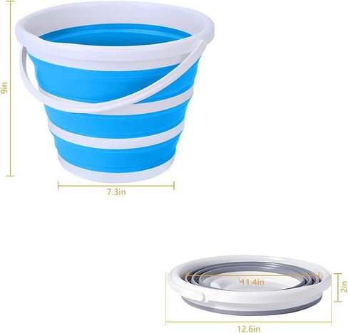 Car Collapsible Bucket, 10L 2.6 Gallon Foldable Portable Vehicle Folding Bucket, Universal Automotive Cleaning Bucket Accessories for Indoor Outdoor Car Washing Garden Camping (White/Gray) in Saudi Arabia
