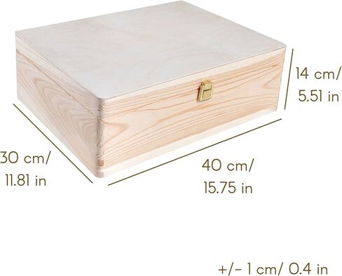 صندوق تخزين خشبي كبير للتذكار | 11.8 × 7.87 × 5.51 بوصة (+-0.5) | غطاء ومزلاج بمفصلات | صندوق زخرفي متعدد الحرف لحلية صندوق الكنز | خشب طبيعي | عادي غير مصبوغ بيج in Kuwait