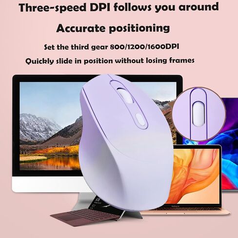 ماوس لاسلكي متدرج اللون قابل لإعادة الشحن، نحيف صامت ثنائي الوضع 2.4G+BT ماوس مكتب محمول، مع مستقبل USB، 3 مستويات قابلة للتعديل لأجهزة الكمبيوتر المحمول والكمبيوتر الشخصي وأجهزة الكمبيوتر المحمول (وردي متدرج) in Saudi Arabia