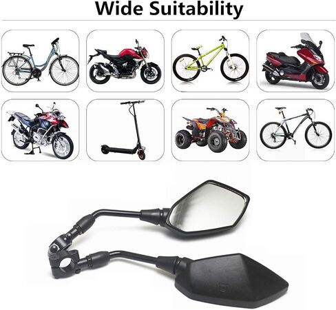 【2024 Upgraded】Motorcycle Convex Rear View Mirror, Mirrors For Bike,motorcycle,atv,scooter, with M8 M10 Threaded Bolt, with 7/8" Handle Bar Mount Clamp Compatible with Cruiser, Suzuki, Honda,Victory in Kuwait