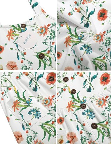 Arshiner Girl's Spaghetti Strap Button Down Midi Sleeveless Summer Casual Sundress A-line Dress with Pockets in Saudi Arabia