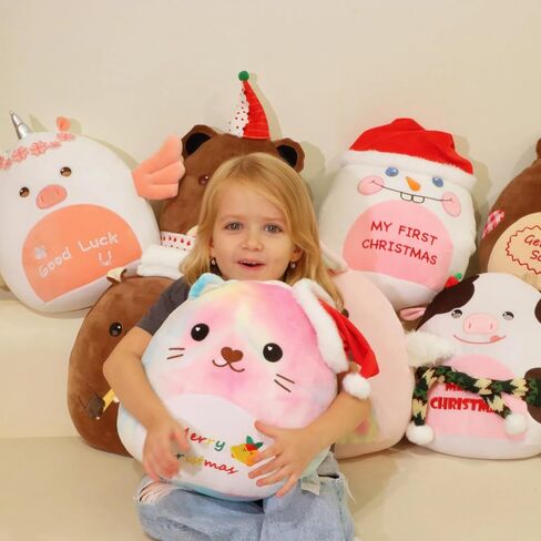 Cuteoy Merry Christmas Cat Plush Pillow Cute Plush Toy Soft Stuffed Animal Plushies for Girls Boys Birthday in Saudi Arabia