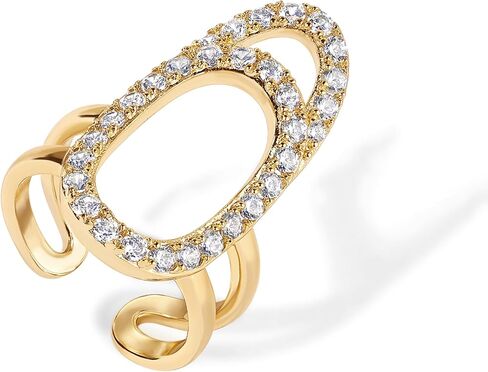 PAVOI 14K Gold Plated Manicure Nail Ring for Women | Adjustable Unique Fashion Statement Ring in Saudi Arabia