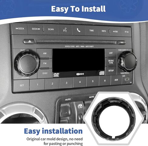 لسيارة Jeep JK راديو الصوت AC مقبض غطاء حلقة الكسوة لسيارة Jeep Wrangler JK 2011-2017 للبوصلة 2010-2016 لباتريوت 2011-2016 ملحقات داخلية من ألياف الكربون الأسود 5 قطعة in Kuwait