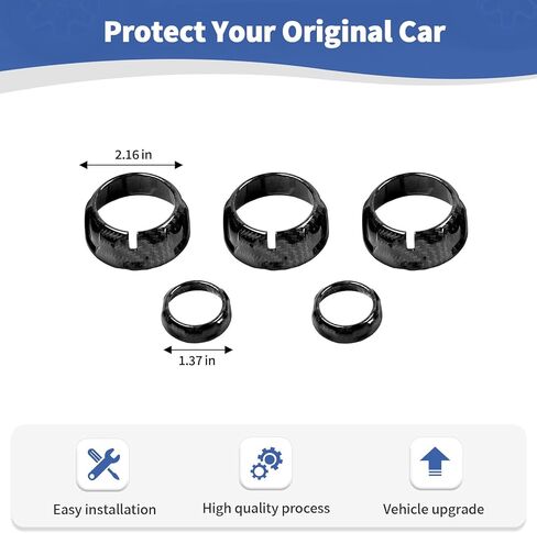 لسيارة Jeep JK راديو الصوت AC مقبض غطاء حلقة الكسوة لسيارة Jeep Wrangler JK 2011-2017 للبوصلة 2010-2016 لباتريوت 2011-2016 ملحقات داخلية من ألياف الكربون الأسود 5 قطعة in Kuwait