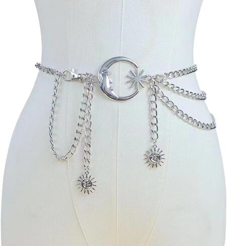Multi Layered Body Chain Waist Pirate Chain Belt for Women Gold Belt Chain Queen Portrait Waist Chain Sun Flower Waist Chain Sun Moon Waist Chain Portrait Coin Pirate Waist Chain Belly Chain Body Jewelry for Women in Kuwait