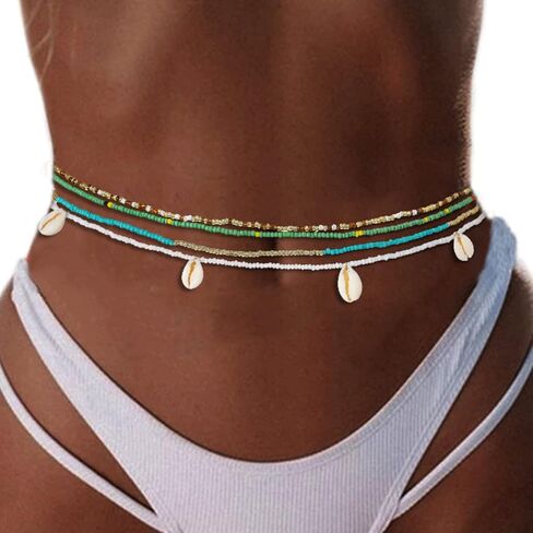 Wooee 31.5-51.2 بوصة الخصر الخرز للنساء الخرز الخصر الأفريقي بسط حجم كبير الملونة البطن حبة الجسم سلسلة الصيف الخصر مجوهرات in Kuwait