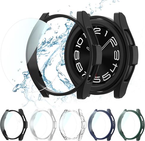 واقي شاشة متوافق مع Galaxy Watch 5 Pro، 【5+5 Pack】 طبقة واقية من الزجاج المقوى عالي الدقة وحافظة ممتصة للصدمات من البولي كربونات لساعة Samsung Galaxy Watch 5 Pro، غطاء وجه لساعة Samsung Watch 5 Pro 45 مم in Saudi Arabia