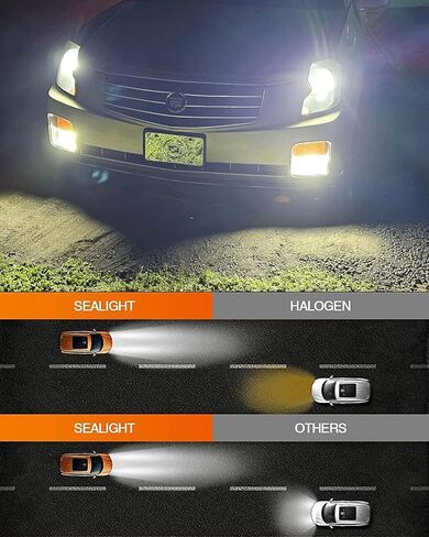 SEALIGHT 𝟗𝟎𝟎𝟓+𝐇𝟏𝟏 𝐋𝐢𝐠𝐡𝐭 Combo, 64,000LM 700% Super Brighter, 1:1 Real Size, 6500K Cool White Fog Light Bulbs for Car Powersports ATV/UTV, Pack of 4 in Saudi Arabia
