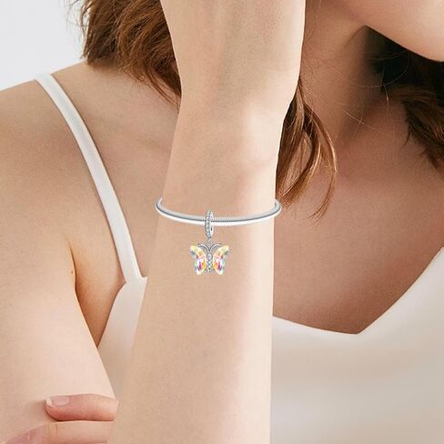 Butterfly Charm 925 Sterling Silver Charm Fits Women's Charm Bracelet & Necklace Valentine's Day Mother's Day Jewelry Gifts for Women in Saudi Arabia