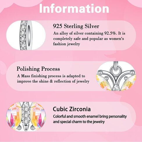 Butterfly Charm 925 Sterling Silver Charm Fits Women's Charm Bracelet & Necklace Valentine's Day Mother's Day Jewelry Gifts for Women in Saudi Arabia
