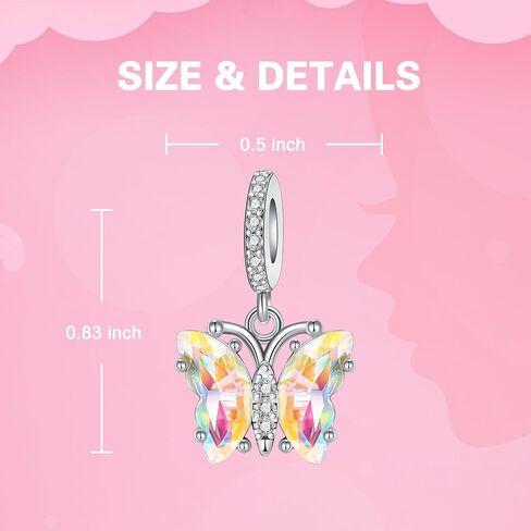 Butterfly Charm 925 Sterling Silver Charm Fits Women's Charm Bracelet & Necklace Valentine's Day Mother's Day Jewelry Gifts for Women in Saudi Arabia