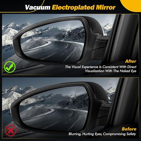 19-24 Left Driver Side Mirror Compatible with KIA Forte 2019 2020 2021 2022 2023 2024, W/Blind Spot Indicator/Heated/Manual Folding/Power Glass Door Mirror Replace 87610M7090 KI1320225 (8 pins) in Kuwait