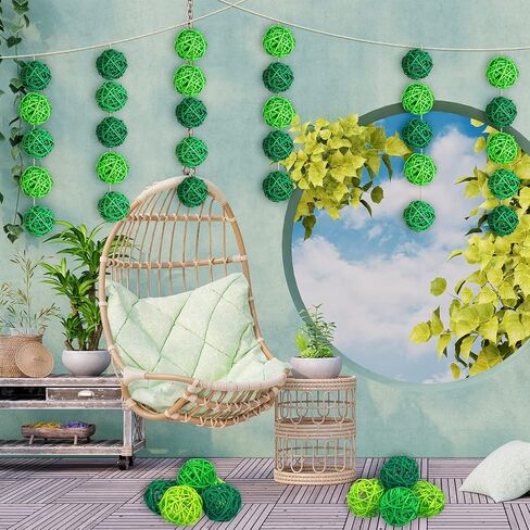 تريلا 45 قطعة من كرات الخيزران المصنوعة من الخيزران لعيد القديس باتريك، حشوات مزهرية خضراء لتزيين طاولات حفلات الزفاف وإكسسوارات العلاج العطري لحفلات الزفاف، 1.77 بوصة in Kuwait