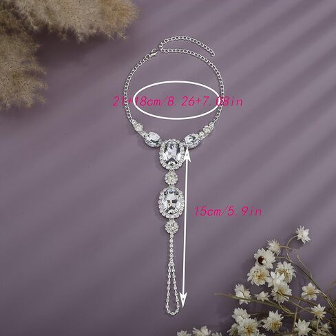 YERTTER قطعة واحدة من خلخال القدم الكريستالي الفضي للزفاف، سلسلة خلخال من حجر الراين، خلخال قابل للتعديل، صندل الشاطئ، خلخال كريستال، ملحقات سلسلة خلخال للنساء (فضي 6) in Kuwait