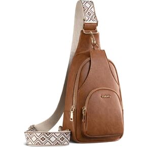 Small Sling Bag for Women PU Leather Trendy Crossbody Chest Bag Fanny Pack, Black