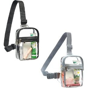 Clear Mini Sling Bag, Heavy Duty Clear Purse Fanny Packs, Cute Chest Crossbody Backpack for Women