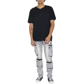 Forever 21 Men's Acid Wash Slim-fit Cargo Jeans