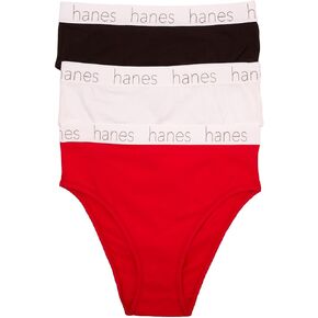 Hanes Women's Originals Stretch Hi-Leg Panty - 3 Pack, 45UOHL, Black/White/Red, XL