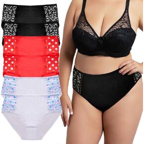 High Waist Briefs Womens Full Coverage Soft Panty for Women Floral & Print Underwear Multipack