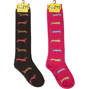 Foozys Women’s Winter Novelty Casual Knee High Socks | Dachshund in Sweaters (2 Pairs)