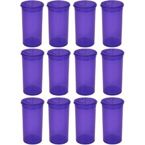 Multi-Use Airtight Empty Pill Bottles with Hinged Lids, 13 Dram Plastic Bottle Organizer for Supplements, Vitamins & Medicines, 12 Pack (Violet Transparent)