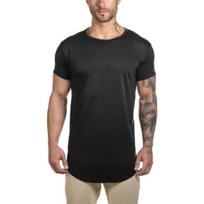 LETAOTAO Mens Tall Shirts Hipster Fashion Gym Muscle Tshirts Scallop Longline Extra Long Tee for Men