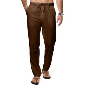 JMIERR Men's Casual Drawstring Pants Elastic Waist Lightweight Pant Summer Beach Yoga Trouser