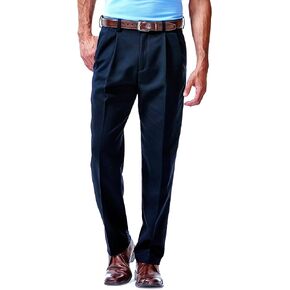 Haggar Men's Cool 18 Classic Fit Pleat Front Hidden Expandable Waistband Pant