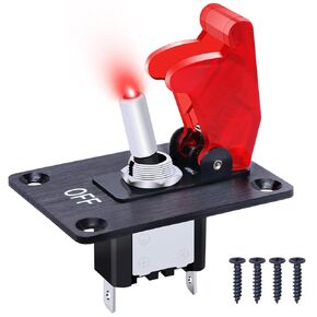 Twidec/Rocker Toggle Switch Panel with 12V 20A Heavy Duty Racing Car Automative Auto SPST ON/Off Toggle Switch Red LED Light Illuminated 3Pin Blue Waterproof Safety Cover ASW-07DRRMZ-BZ-1GANG